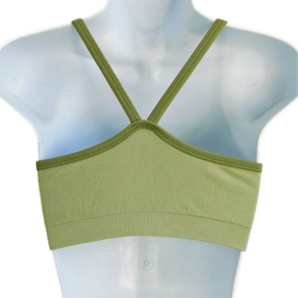 SOLD Patagonia Sports Bra Tiki Abstract Moth Design Green Racer Back S - Picture 2 of 6